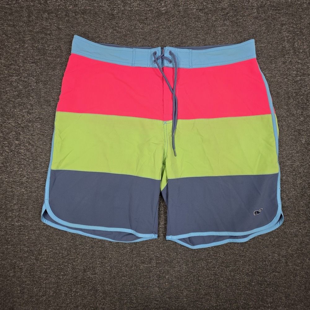Vineyard Vines Pink Blue Green Swim Trunks Shorts used 38
